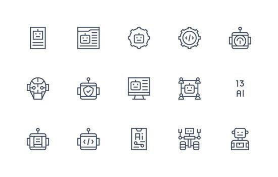 15 regular línea diseños para máquina aprendizaje íconos escalable íconos para todas temas vector