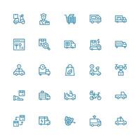 Delivery Service Icon Collection with 25 Medium Stroke Outline Designs Pixel Perfect Icon Set vector