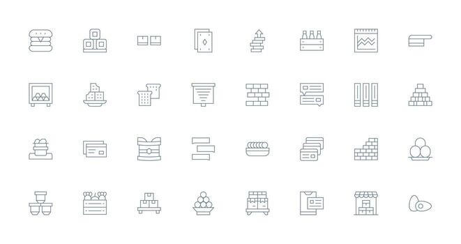 Stacked Icon Set with 32 Thin Line Graphics Lightweight Icon Series vector