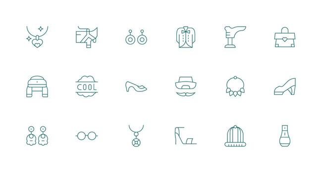 Minimal Line Style Stylish Icons with 18 Vectors Compact Icon Set