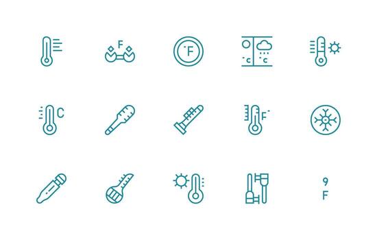 15 regular línea diseños para Celsius íconos de confianza íconos para todas interfaces vector