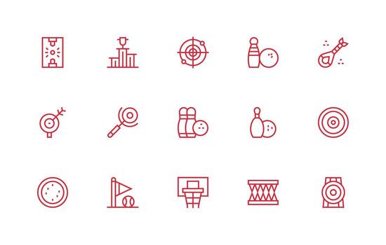Scoring Icon Collection with 15 Regular Line Designs Icon Set vector