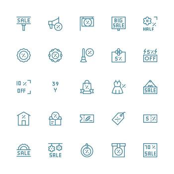 Offer Icon Set with 25 Medium Stroke Outline Graphics Multi-Purpose Icon Set vector