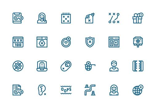 24 Icons for Blocked in Thick Line Line Format Multi-Purpose Icon Set vector