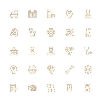Therapy Icon Set with 25 Medium Stroke Outline Graphics Icon Set for Web vector