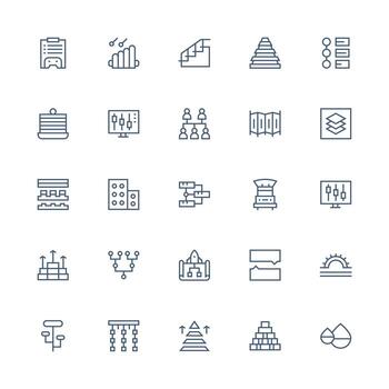 25 Medium Stroke Outline Designs for Levels Icons Fully Editable Icon Set for Web vector