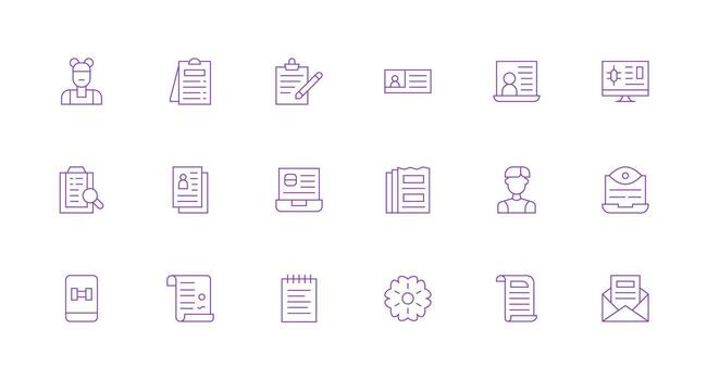 Details Icon Set with 18 Minimal Line Graphics Icon Set for Web vector