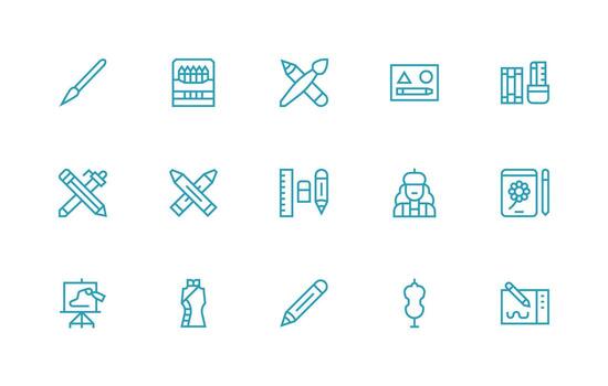 dibujar presentando 15 íconos en regular línea diseño limpiar icono conjunto icono paquete para ui proyectos vector