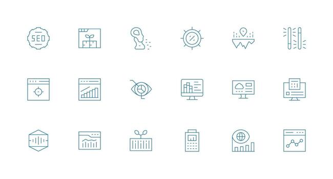 18 Minimal Line Vectors for Analytics Theme Lightweight Icon Series