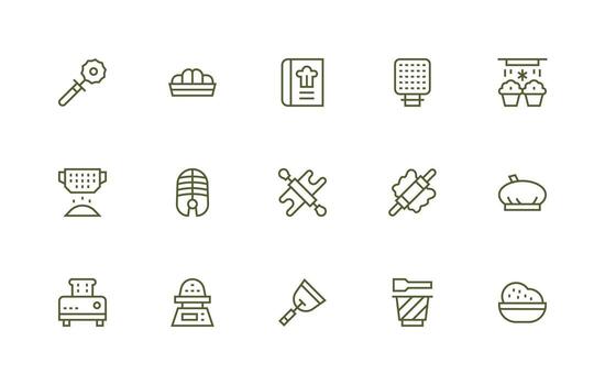Regular Line Icons from Baking Set with 15 Vectors Fully Editable Icon Set for Web