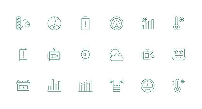 18 Minimal Line Icons for Low Graphics Pixel Perfect Icons for Modern Apps vector