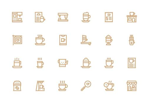 Café exprés diseño íconos presentando 24 en grueso línea línea estilo digital icono colección vector