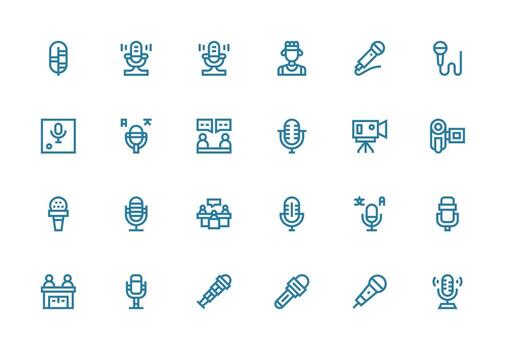 24 Thick Line Line Icons for Interview Graphics Dashboard Icon Series vector