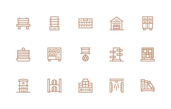 15 Regular Line Icons for Shelves Graphics Icon Pack for UI vector