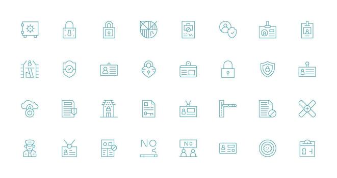 Access Control featuring 32 Icons in Thin Line Design Well-Structured Icons for Creative Use vector