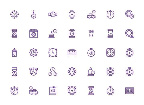 Regular Clean Line Style Countdown Icons with 35 Vectors Pixel Perfect Icon Set
