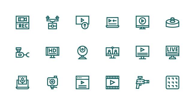 Design Icons featuring 18 in Strong Stroke Line Style Optimized Icon Pack for Digital Products vector