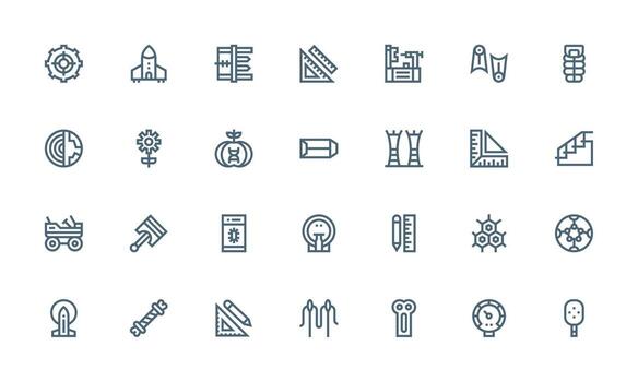 negrita línea íconos desde Ingenieria conjunto con 28 vectores detallado icono colección para diseño sistemas