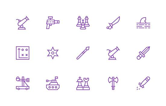 15 Regular Line Vectors for Attack Theme Compact Icon Set