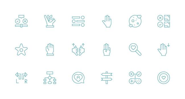 elección presentando 18 íconos en mínimo línea diseño web icono colección vector