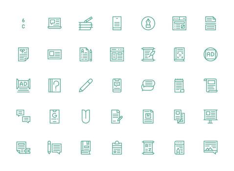 Regular Clean Line Icons from Text Set with 35 Vectors Complete Icon Set for Mobile Apps