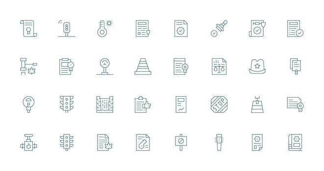 32 Thin Line Style Icons from Regulation Collection Flexible Icon System for Web Interfaces vector