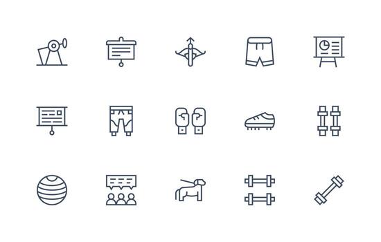 15 Regular Line Icons for Training Graphics Icon Set for Web vector