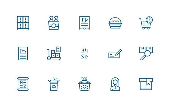Regular Line Style Order Icons with 15 Vectors Style Icon Set