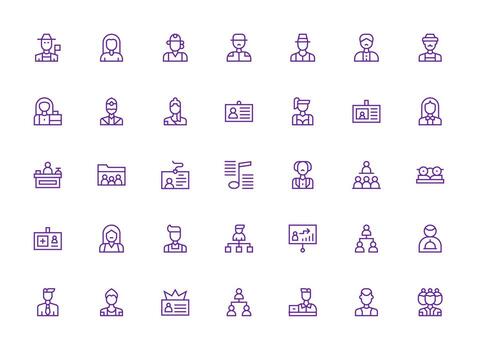35 Icons for Staff in Regular Clean Line Format Multi-Style Icons for Creative Projects vector