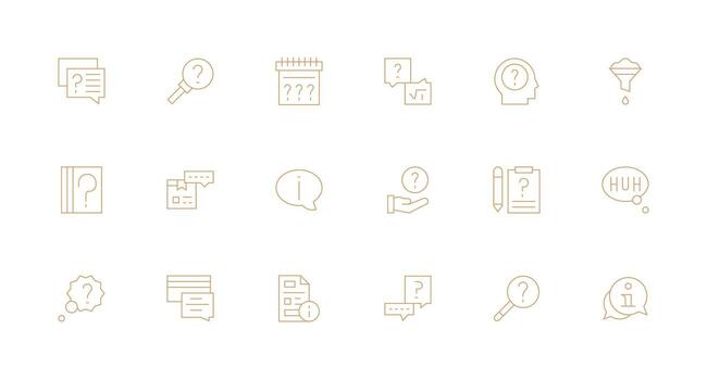 Clarification Design Icons featuring 18 in Minimal Line Style Sharp Icons for Presentations vector
