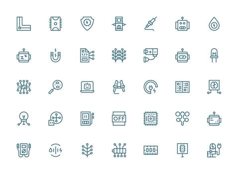 35 regular limpiar línea vectores para circuito tema bien estructurado íconos para creativo utilizar