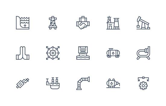 regular línea íconos desde tubería conjunto con 15 vectores ordenado icono conjunto