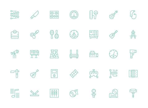 ligero línea estilo instrumento íconos con 35 vectores funcional icono serie