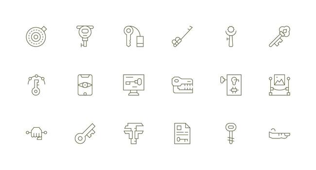 Unlock Design Icons featuring 18 in Minimal Line Style Style Icon Set vector