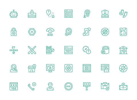 35 Icons for Unavailable in Regular Clean Line Format Smart Icon Collection vector
