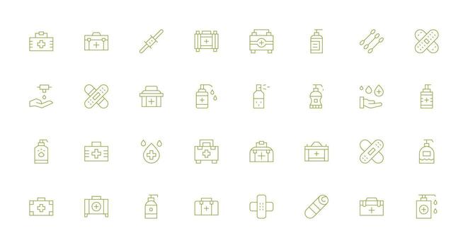 Thin Line Icons from Antiseptic Set with 32 Vectors Clear and Concise Icon Set Collection