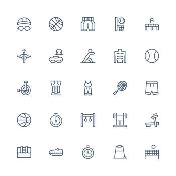 Exercise featuring 25 Icons in Medium Stroke Outline Design Neutral Style Icons for Any Project vector
