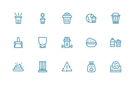 15 Icons for Disposal in Regular Line Format Customizable Icon Series for Mobile Screens vector