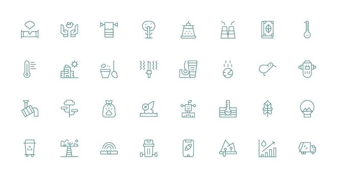 Thin Line Icons from Environmental Set with 32 Vectors Display Icon Pack