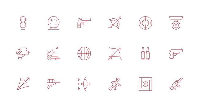 18 Minimal Line Icons for Shooting Graphics Dashboard Icon Series vector