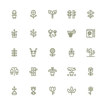 Stem Design Icons featuring 25 in Medium Stroke Outline Style Core Icon Collection for Daily Tasks vector