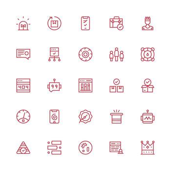 estado presentando 25 íconos en medio carrera contorno diseño mínimo icono conjunto para interfaz proyectos vector