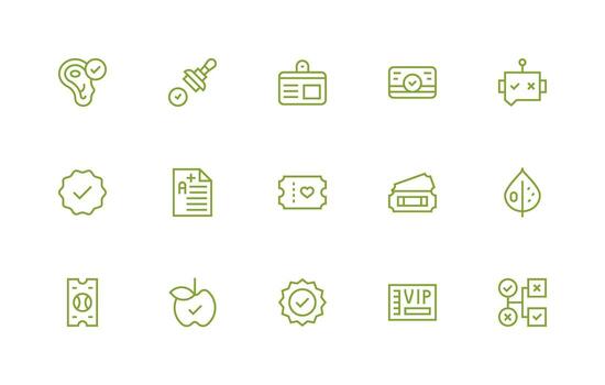 Pass featuring 15 Icons in Regular Line Design Icon Pack for Various Themes vector