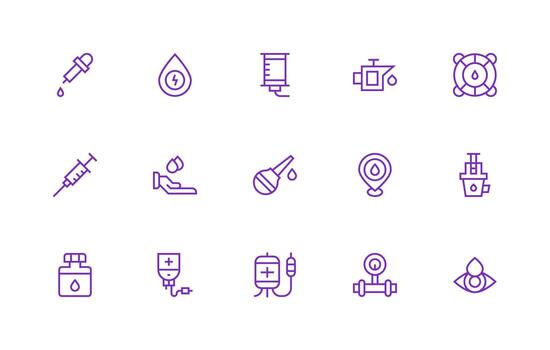 Fluid Design Icons featuring 15 in Regular Line Style Professional Icon Pack for Development Work vector