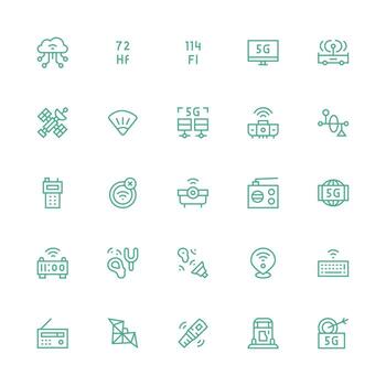 medio carrera contorno íconos desde inalámbrico conjunto con 25 vectores de múltiples fines icono conjunto