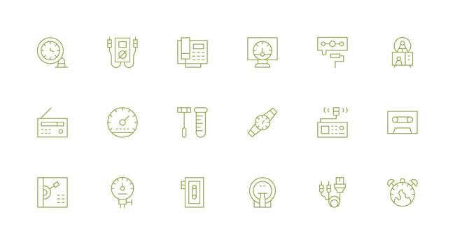 18 Minimal Line Style Icons from Analog Collection Balanced Icon Set for Functional Design vector