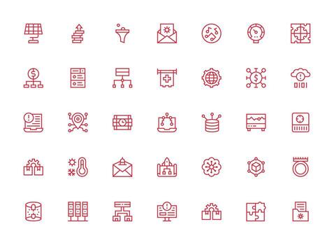 35 regular limpiar línea íconos para sistema gráficos interfaz icono colección vector