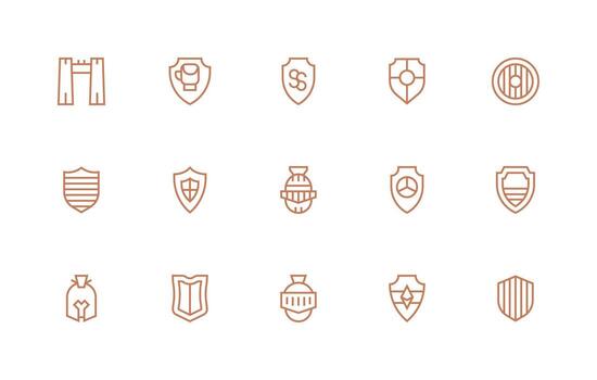 15 Regular Line Icons for Defense Mechanism Graphics Clean Icon Collection for Web Use vector
