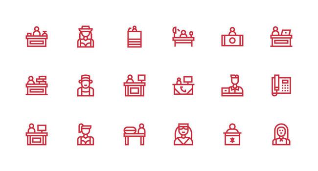 18 fuerte carrera línea íconos para recepcionista gráficos mínimo icono conjunto para interfaz proyectos vector