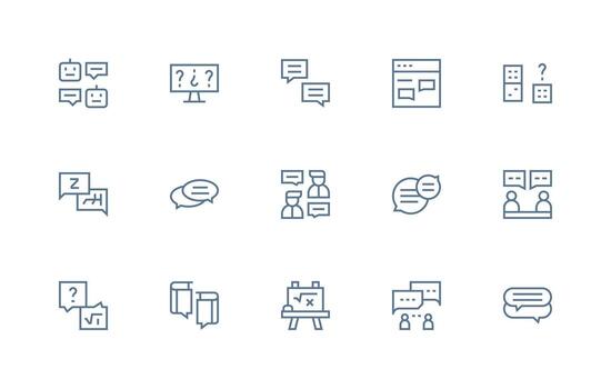 Answer Icon Set with 15 Regular Line Graphics App Icon Pack vector